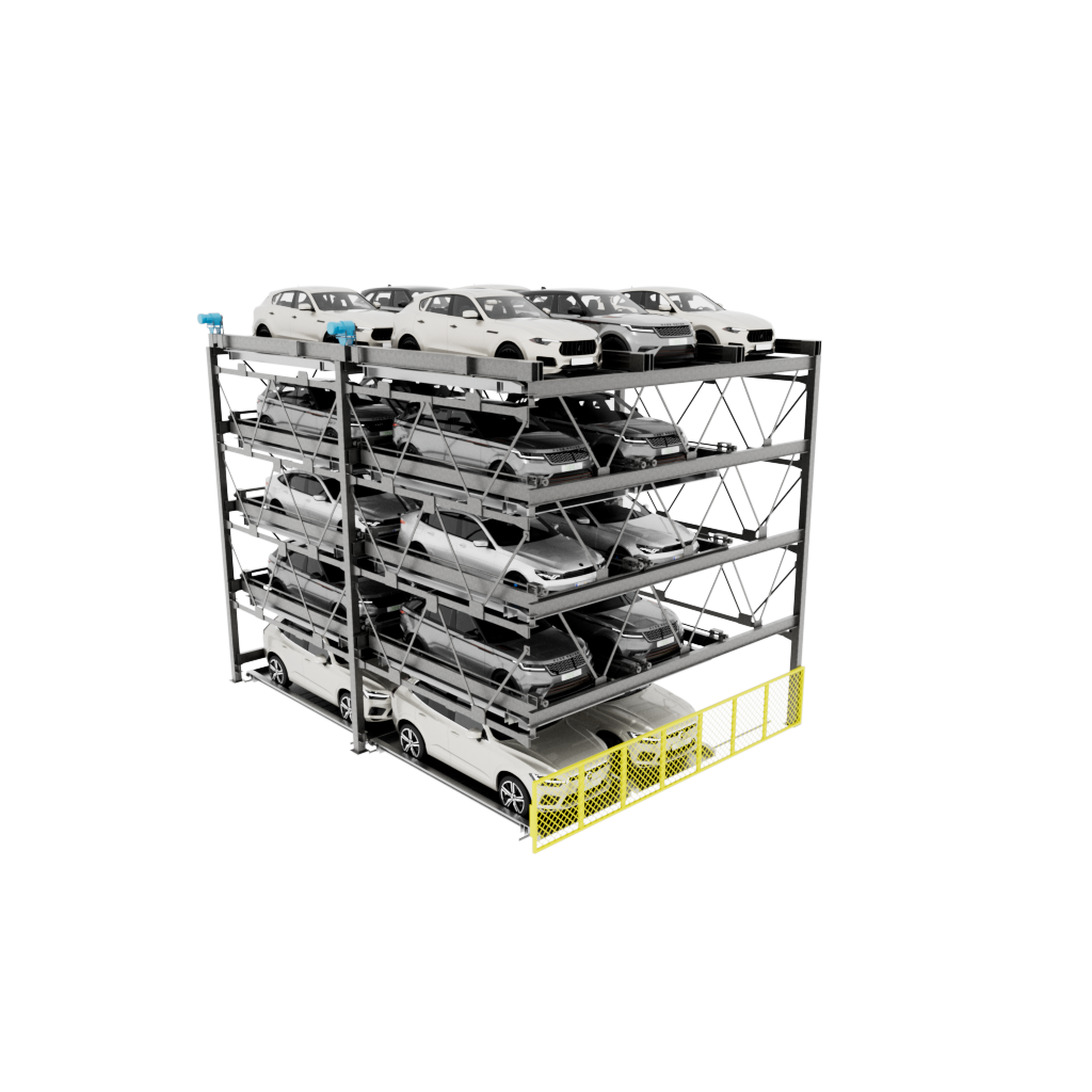 5 High Tandem Puzzle Parking System This 5-Level High Tandem puzzle parking system offers five levels at grade with a min of 30’ clear to 33’ clear depending on the size of autos deposited in the system. This solution can be designed as a tandem configuration. This puzzle parking solution can be designed and built as a stand-alone structure. Efficient Puzzle Parking System for Independent Access The Automated Parking Company’s Puzzle car parking is a semi-automated system that allows each parking space to be independently accessed. Cars are stored and retrieved with lateral or vertical motion in an efficient puzzle car parking system. Unlike mechanical stacker parking, vehicles can be moved within the Puzzle parking system automatically ridding you of any need for attendants. Whether standalone structures or tandem configurations, this Puzzle parking system is extremely versatile. These systems are ideal for retrofit or new construction projects and can be built as part of existing or new developments to complement the overall look. Get Smart Parking Systems for Efficient and Convenient Parking Solutions Parking space is at a premium in all metro markets, but The Automated Parking Company is here to revolutionize parking with automated parking systems and robotic AGV parking solutions. We can help you enhance your property value and offer customers or residents a hassle-free and convenient parking experience that caters to the demands and challenges of modern urban living. Looking for efficient parking solutions? Contact us today for smart parking solutions designed for your needs.
