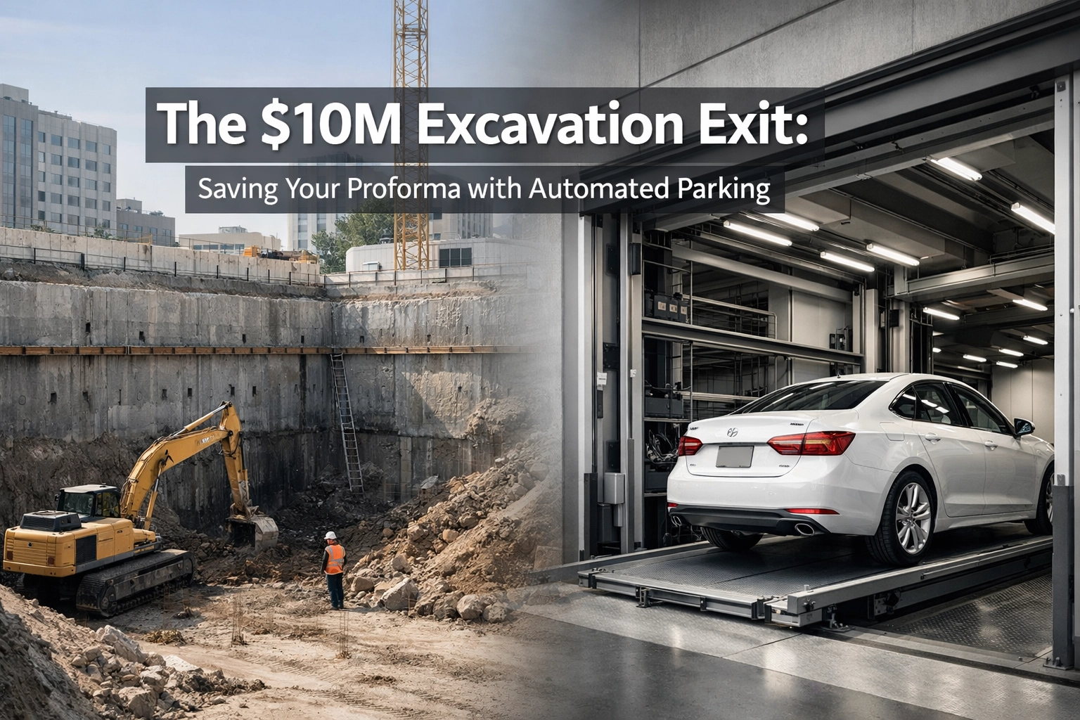 The $10M Excavation Exit: Saving Your Proforma with Automated Parking In the high-stakes world of urban real estate development, the difference between a project that pencils and one that stalls often lies beneath the surface. For years, the industry standard for meeting parking mandates has been simple: if you can’t build up, you dig down. But as density increases and prime urban sites become more constrained, that traditional "dig deeper" mentality is hitting a financial breaking point. We call it the $10M Excavation Exit. It is the moment a developer realizes that adding a second or third subterranean parking level won't just increase the budget: it will effectively kill the project's Internal Rate of Return (IRR). At The Automated Parking Company, we are seeing more developers walk away from traditional concrete-heavy designs in favor of something more efficient. By utilizing "Height Compression" and automated parking systems, developers are finding they can exit the excavation trap and keep their proformas intact.

Automated Parking, Robotic Parking, Robotic Valet Parking, AGV Parking Systems, 1 High Puzzle Parking System, 2 High Puzzle Parking System, 3 High Puzzle Parking System, 4 High Puzzle Parking System, 5 High Puzzle Parking System, 6 High Puzzle Parking System, 7 High Puzzle Parking System, Car Stacker Manufacturer, Car Stacker, Double Car Stacker, Triple Car Stacker, Quadruple Car Stacker, Pit Stacker Car Storage Solutions By TheAutomatedParkingCompany.com, Vertical Reciprocal Conveyor or Car Elevator, Car Turntables, Bike Rack